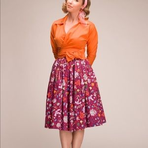 Pinup Girl Couture Bella Skirt Plum First Frost 2X